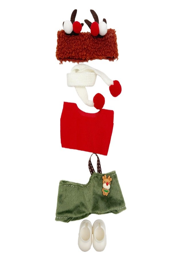JSLOVFLO Doll Outfit Clothes Set for 17cm Dolls, Premium Fashion Hat Overalls Sweater Bag Dress Jumpsuit for Dolls Accessories (NO Doll) (Christmas Set 3) - Image 2